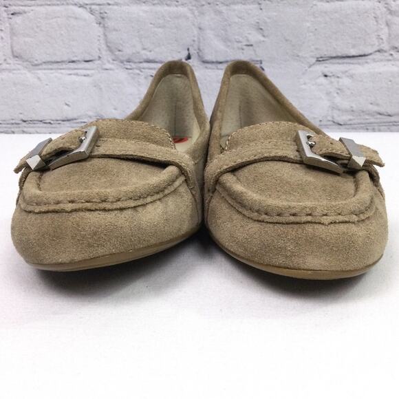 Michael Michael Kors Almond Toe Buckle Suede Preppy Minimalist Tan Loafer 10M - Picture 5 of 13